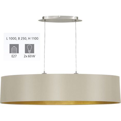 Lampadario A Sospensione Contemporaneo Maserlo Acciaio Nichel Tortora 2 Luci E27 (1/4)