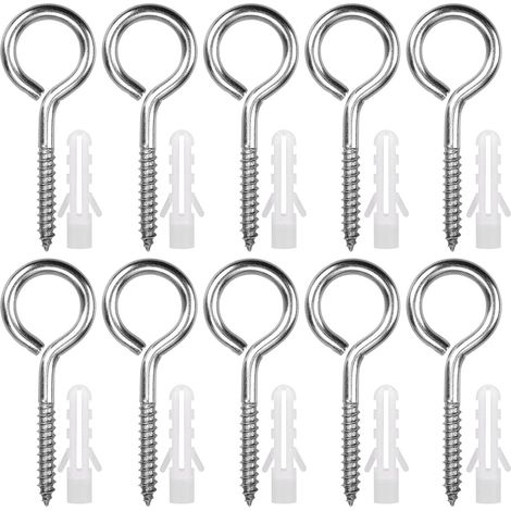 10 Stück – Edelstahl-Ösenschrauben M8 x 100 mm – Schwerlast-Schrauböse – Für Hängematten, Sonnensegel, Hängesessel, festes Kabel – Silber