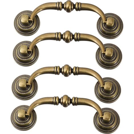 4 pièces Poignées de Tiroir Style Européen et Américain Accessoires de Meuble Durables et Élégants Boutons Rétro pour Armoires et Commodes Finition Bronze Ancien (1/5)