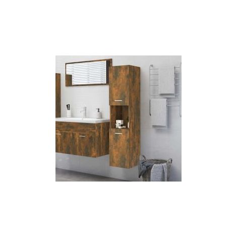 Armoire de bain Chêne fumé 30x30x130 Bois d'ingénierie (1/5)