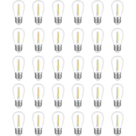 Lot de 30 ampoules pour guirlande lumineuse d'extérieur, ampoules de rechange étanches S14, culot E26, blanc chaud (LGL)-AquaForge (1/4)