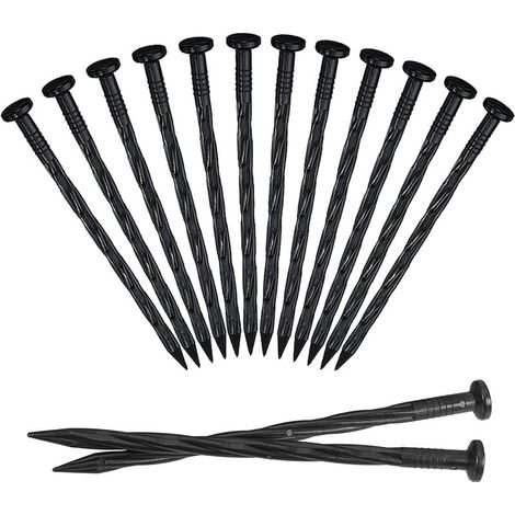 Piquets de bordure de pelouse : 25 piquets en plastique spiralés pour fixer le gazon artificiel.