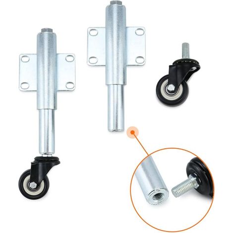 2-Piece Spring-Loaded Rolling Casters, Heavy-Duty Gate, Furniture, and Trolley Casters - Ø50 mm - 60 kg Load Capacity Each (1/3)
