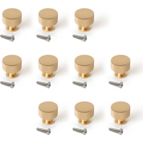 EMUCA Lot de 10 boutons pour meubles Argos - diamètre 30mm - Aluminium - Or (1/5)