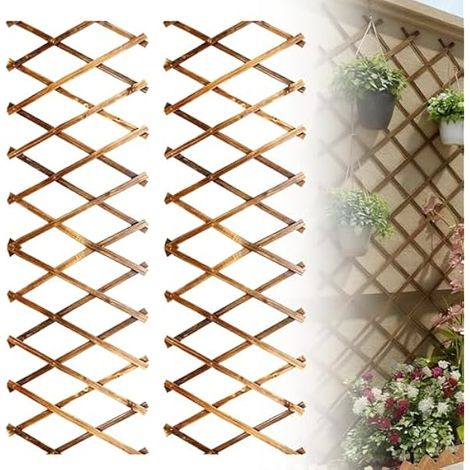 Lot De 2 Treillis Extensible, Treillis De Jardin Extensible, 180 X0,7x30 Cm Clture Extensible pour Plantes Grimpantes, Clture De Jardin Extensible en Bois pour Chambre, Jardins, Terrasse (1/4)