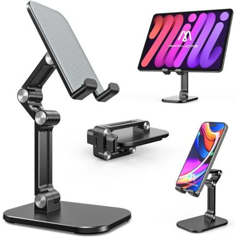 Sollbry Support de téléphone réglable pour bureau - Support de téléphone portable pliable, portable et durable avec une forte stabilité - Surface en silicone pour une protection améliorée - Support de (1/5)