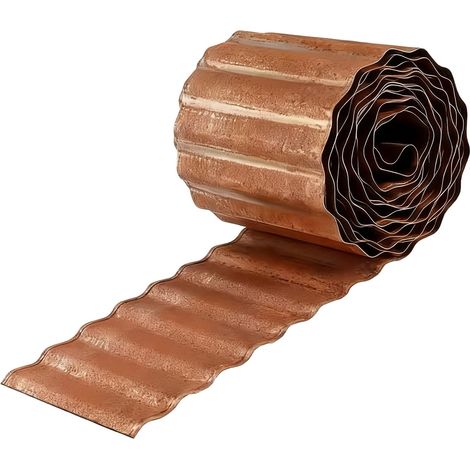 Relaxdays Rasenkante, 5 m x 15 cm, Metall, Rostoptik, Rolle, flexible Beeteinfassung, Umrandung für Beet & Rasen, braun (1/5)
