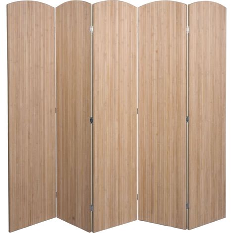 Paravento in bambù HHG-163, divisore separè, paravento, pieghevole, 5 pannelli, 170x204 cm