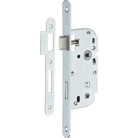 Thirard – Serrure encastrable à condamnation salle de bain – Axe 40mm – Bouts ronds – Coffre acier embouti – Pêne acier – Gâche plate acier