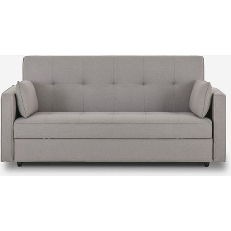 Divano letto 2 posti classico matrimoniale in tessuto con contenitore Zalto - Grigio chiaro (1/5)