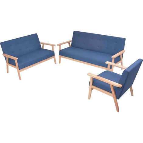 vidaXL Ensemble de canapé 3 pcs Tissu bleu (1/5)