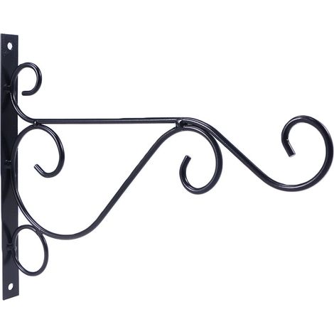 Support Pour Suspension De Pot De Fleurs - En Fer Noir - 25 x 20 5 x 2 Cm - Pour Extérieur Et Intérieur - 4 Pièces (1/5)