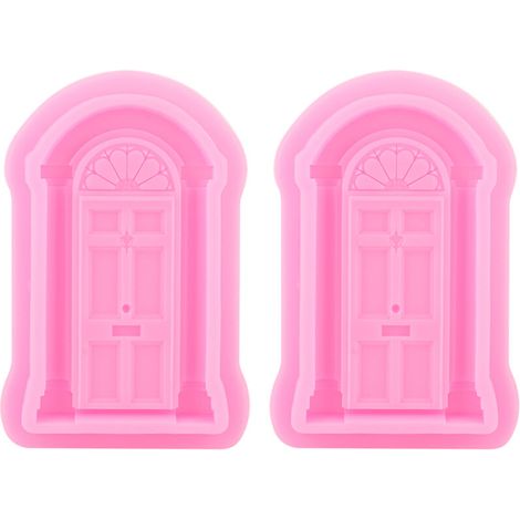 Moule de Cuisson Outil Moule Porte Fenêtre Gâteau Décoration Rétro Qualité Alimentaire Fondant pour 2 Pièces Ustensile pour Cuisson Antique Dessert Madeleine Casseroles (PINK) (1/5)