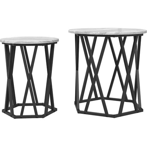 2 pcs Table basse,Table d'appoint,Table de Salon Sonoma gris 50 x 50 x 50 cm CFW87174 (1/5)