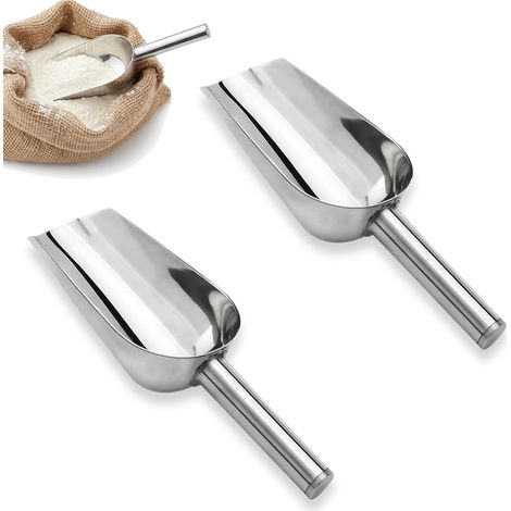 Pelle Inox Cuisine Lot de Deux Petites Pelles à Pellets et Aliments Pelle à Pâtisserie Usage Cuisine Buanderie et Nourriture Sèche pour Dosage Farine Café Croquettes (1/5)