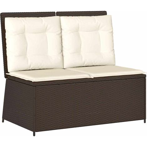 Banc de jardin,Banquette de jardin,Chaise avec coussin Marron Poly rotin CFW76230 (1/5)
