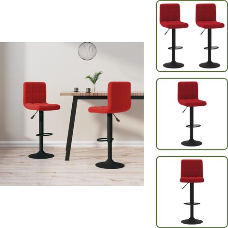 The Living Store Taburetes de cocina 2 unidades terciopelo rojo vino tinto - Taburetes de bar