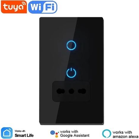 Tuya Interruttore Touch Nero Smart WiFi con Presa Italiana  Dimensione: 1 Pulsante (1/5)