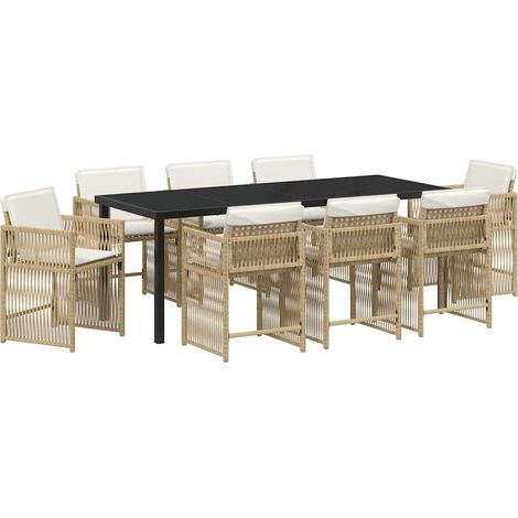 Maison Exclusive - Set da Pranzo per Giardino 9 pcs Beige polyrattan