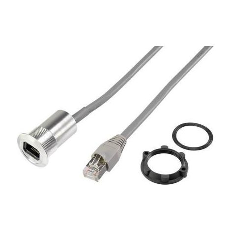 TRU COMPONENTS Presa da incasso RJ45, lunghezza cavo 1,50 m RJ45-03 Presa, Spina dritta Argento 1 pz. (1/2)