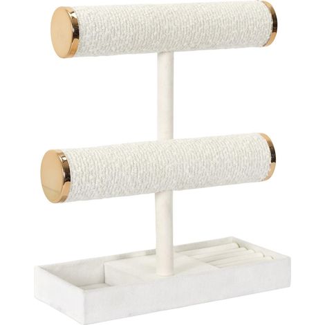Porte Bijoux Double "Bouclette" 27cm Blanc