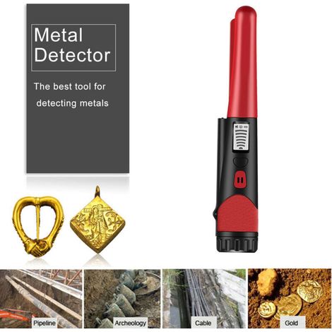Crezuo Tragbarer Metalldetektor, Tragbarer Untergrund-Metalldetektor, Mehrzweck-Schatzsucher mit LED-Taschenlampe