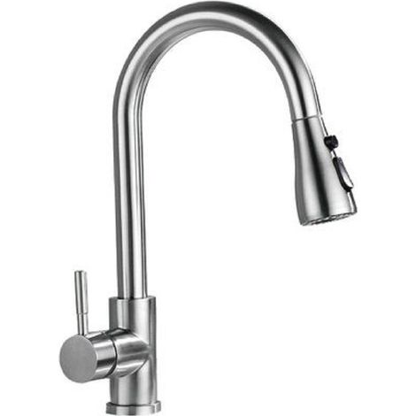 Cleafe - Miscelatore Cucina Rubinetto Con Doccetta Estraibile Monocomando Satinato 79572 - (1/4)