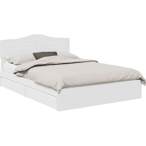 Maison Exclusive - Aufbewahrungsbett mit Kopfteil Weiß 160 x 200