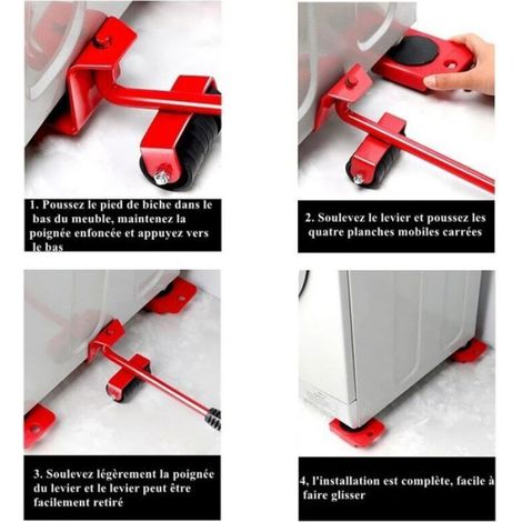Outil de Transport de lève-meubles robuste ensemble de déménagement de meubles de maison de roue 4 outils à main à roues (1/4)