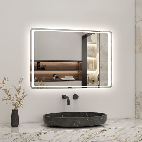 700x500mm LED Bathroom Mirror with Lights Sensor Switch Illuminated Bathroom Mirror with Demister Pad for Makeup Cosmetic Shaving - Acezanble (1/4)