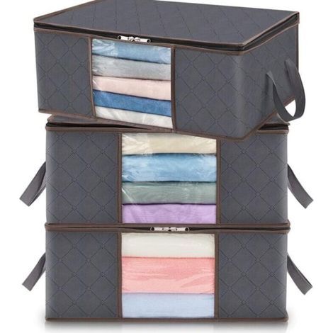 3 Stück 35L Kleideraufbewahrungstaschen, faltbare Aufbewahrungsbox unter dem Bett für Schlafzimmer, Steppdecken, Kleidung, Decken, Spielzeug