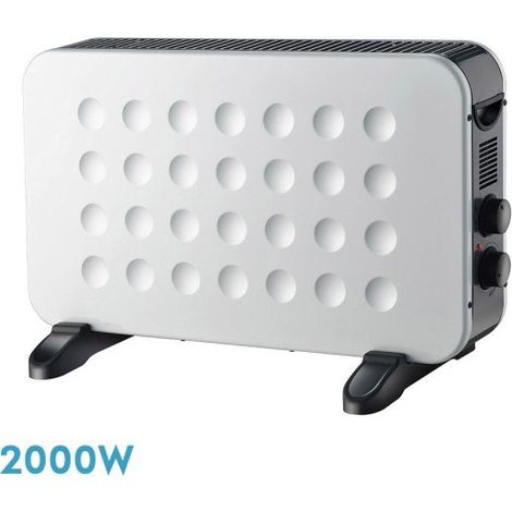 Convector Hogar 2000w Blanco/negro 2potencias Termost.regulable Protecc.contracalentamiento,Turbo 38x61x22cm