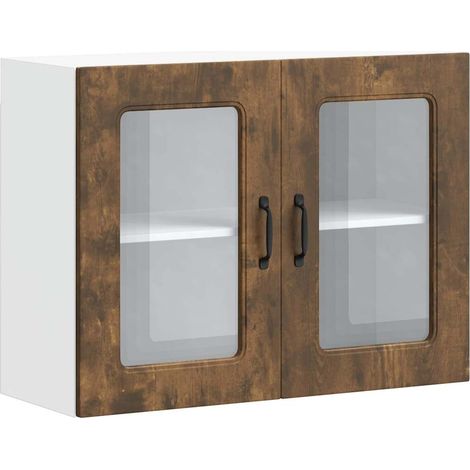 Maison Exclusive - Pensile da Cucina con Porta in Vetro Kalmar Rovere Fumo