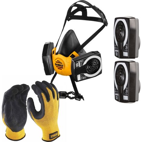 Dewalt P3 Half Mask Respirator Medium Dust Mask with Extra P3 Filters + Gloves