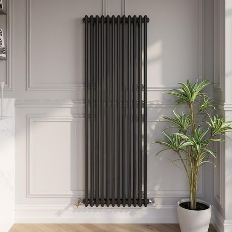 Traditional Black Colosseum Column Radiators Vertical Horizontal 1600 x 560mm Double