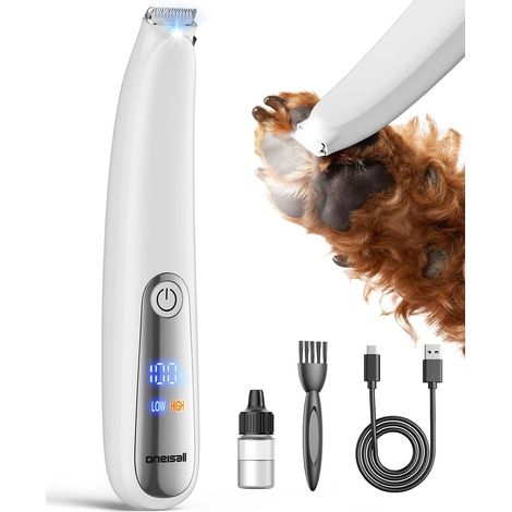 Tondeuse à pattes pour chien avec lumière LED, Tondeuse chat Blanc (1/5)