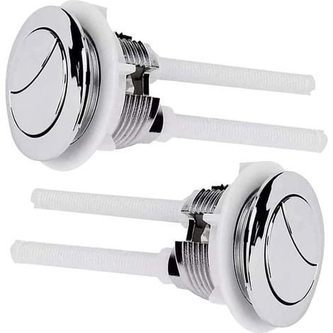 Ecleanfy - Bouton de chasse d'eau de 38 mm - Lot de 2 boutons chromés à double tige pour réparation de salle de bain (1/2)