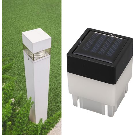 Lampes de pilier solaires d'extérieur, lampes de clôture solaires, lampes de clôture carrées, lampes de pilier LED, éclairage paysager de cour. (1/5)