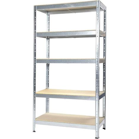 Scaffale in Metallo 5 Ripiani in Legno Truciolato 90x40x176 cm Joker Zincato (1/5)
