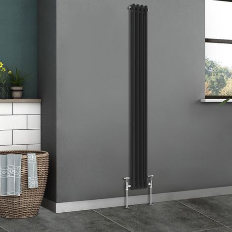 Traditional Radiator Cast Iron Style Radiator 2 Column Black 1800x200mm