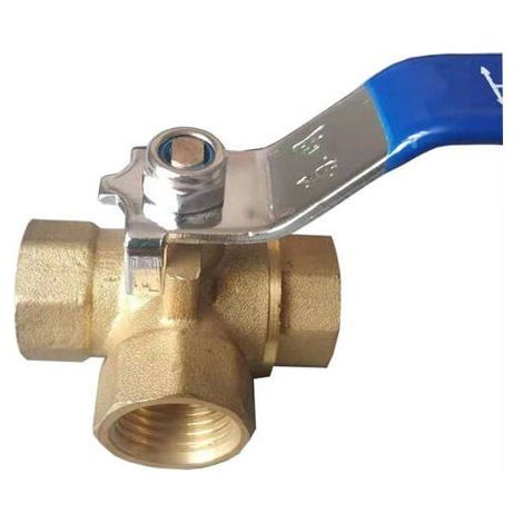 Candyse Vanne à 3 Voies,Vanne Bille Laiton 1/2",Trois Voies En Laiton Adaptateur Valve Connecteur À Billes Macaron (1/5)