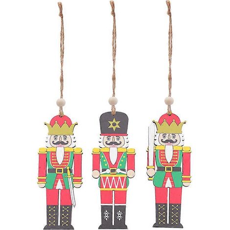 3er-Set dekorative Weihnachtsanhänger aus farbig gefärbtem Walnussholz, Soldatenanhänger, Weihnachtsbaum-Anhänger (bunt)-11.8X4.2cm-Colorful (1/3)