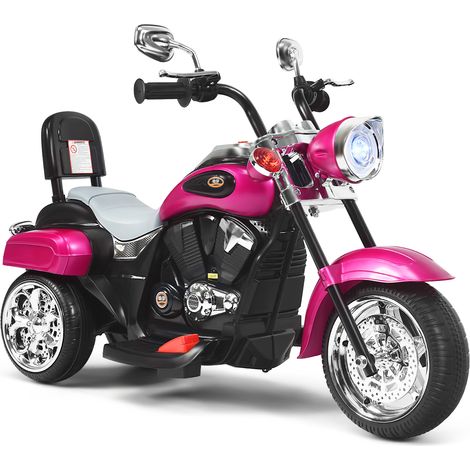 Moto Électrique Scooter 3 Roues pour Enfants 6V 3 Km/h Effet Sonore et Lumineux 3 Ans + Style de Chopper Rose CW7776 Maison Chic (1/2)