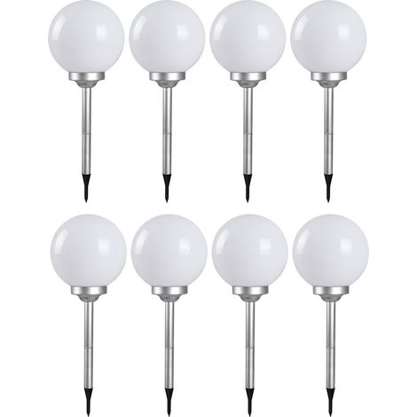 8x LED Solar Kugel Außen Bereich Steck Leuchten Terrassen Garten Erdspieß Lampen