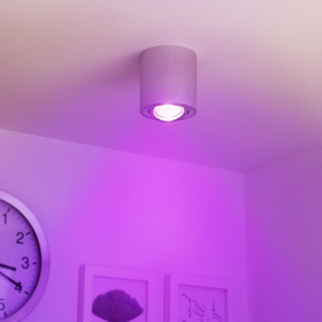 Runder Aufbaustrahler schwenkbar Deckenbeleuchtung - Farbe: Alu-gebürstet - LED Leuchtmittel: GU10 5W RGB+CCT 230V dimmbar 60°
