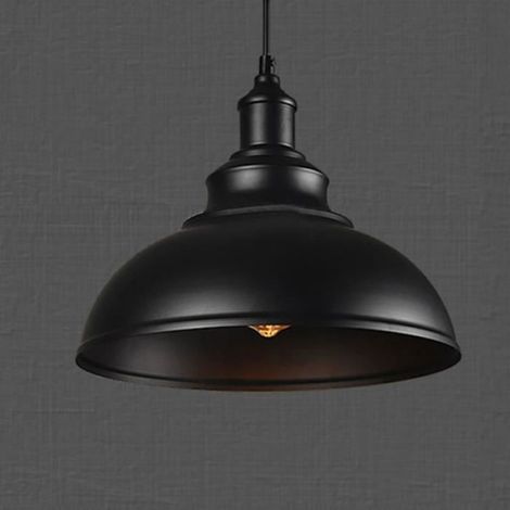 Suspension Lustre Vintage en Fer Noir - Design Contemporain - Diamtre 29cm - 1 Ampoule E27 40W (1/4)