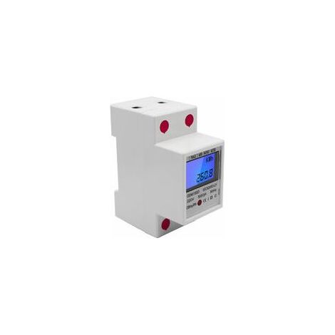 Compteur d'énergie monophasé de guide Din d'EDF 5 - 80A 220V 50hz compteur électronique de kWh avec l'affichage LCD rétroéclairé numérique DDM Rail 15sd, blanc H (1/5)