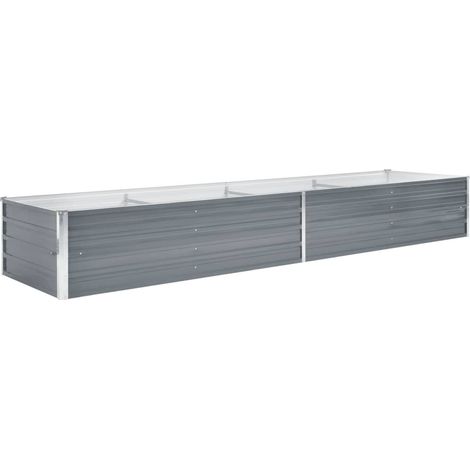 Aiuola rialzata per piante e fiori acciaio zincato 320 x 80 x 45 cm grigio 020001111
