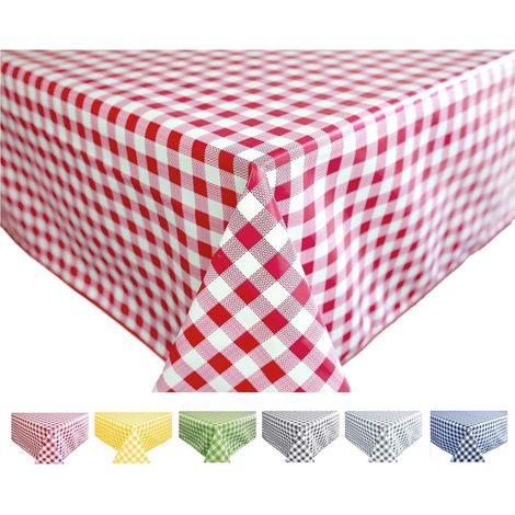 1 Nappe toile cirée PVC, rectangle 140x200 cm, motif vichy rouge, finition biais, entretien facile, pour cuisine et salle à manger