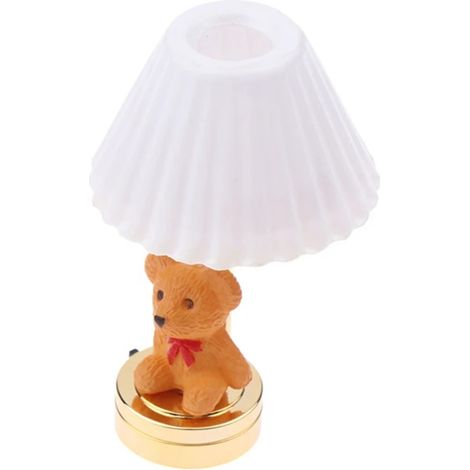 Lampe de table pour maison de poupée à l'échelle 1:12, figurine d'ours, jouet lumineux pour jeu d'imitation (1/5)